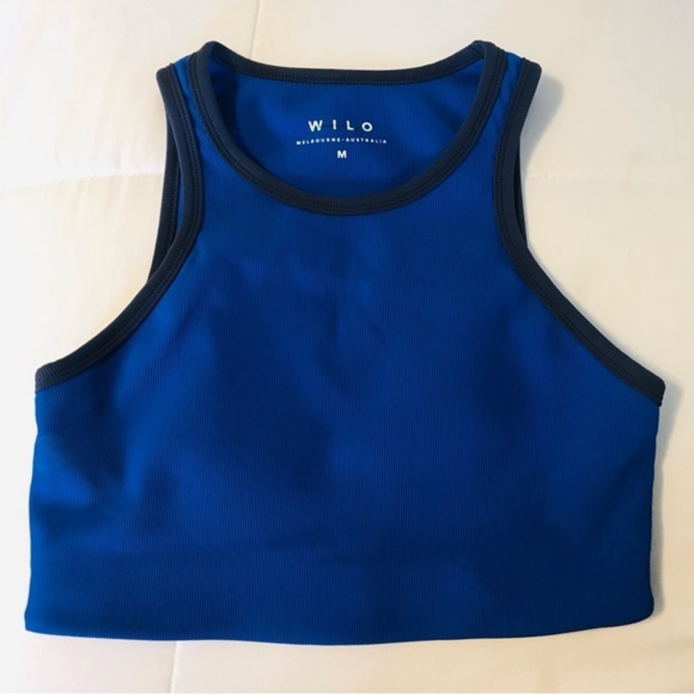 WILO THE LABEL Women’s Sport-Bra Colorblack Cobalt Stretch Ribbed Size Medium
